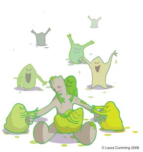 A person being overwhelmed by many germs